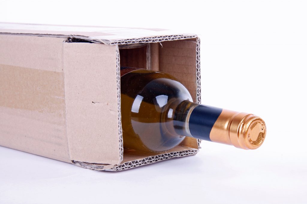 Bottle of wine arriving in the mail.
